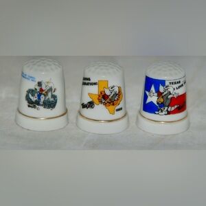 Six 1986 Sesquicentennial Texadillo Mascot Armadillo Thimbles